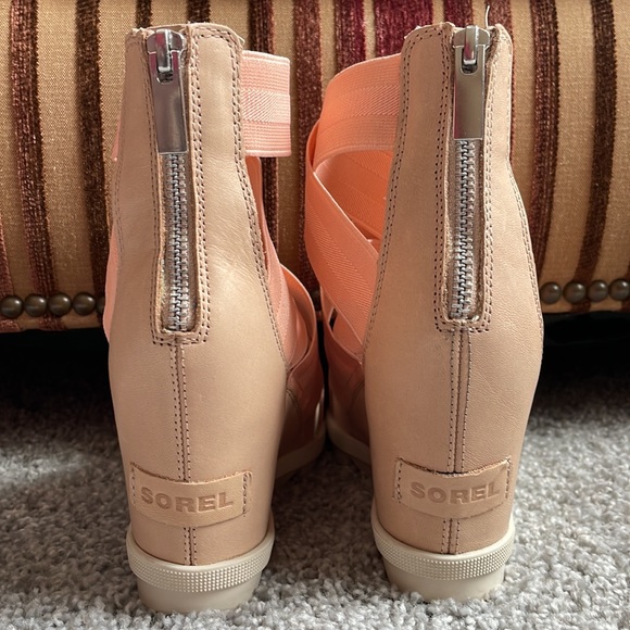 EUC Sorel Leather Joanie II Platform Wedge Sandals 7 - Picture 8 of 11
